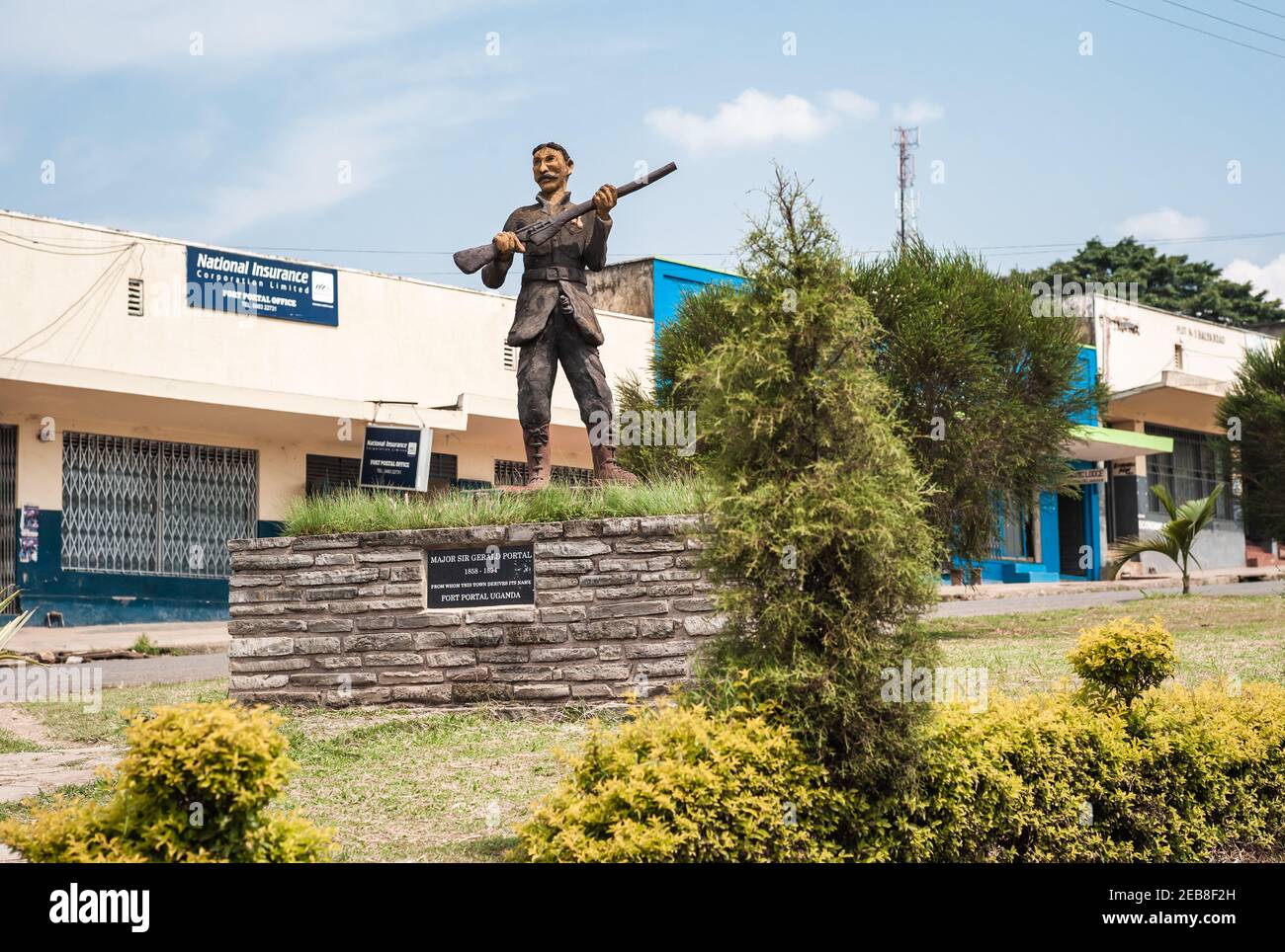 Fort Portal, Uganda - Juli 20 2011: Statue von Major Sir Gerald Portal Stockfoto