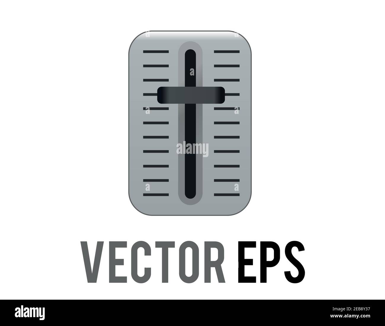 Der isolierte Vektor isoliert schwarzen Pegel Schieberegler Controller Grauton, Audio und Musik Mischpultsymbol mit Skala Markierungen Stock Vektor