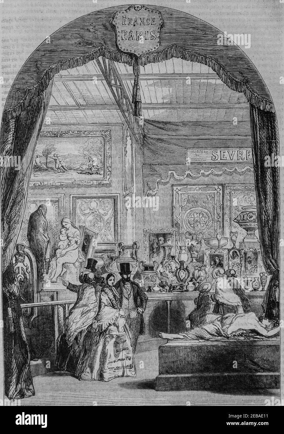 Exposition des produits de la manufaktur de sevre au palais de Cristal , le Magazine pittoresque par edouard charton 1855 Stockfoto
