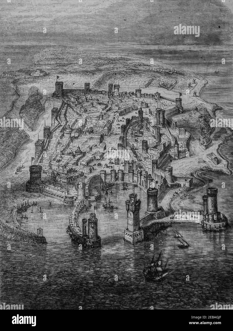 vue de rhode en 1480 , le Magazine pittoresque par edouard charton 1855 Stockfoto
