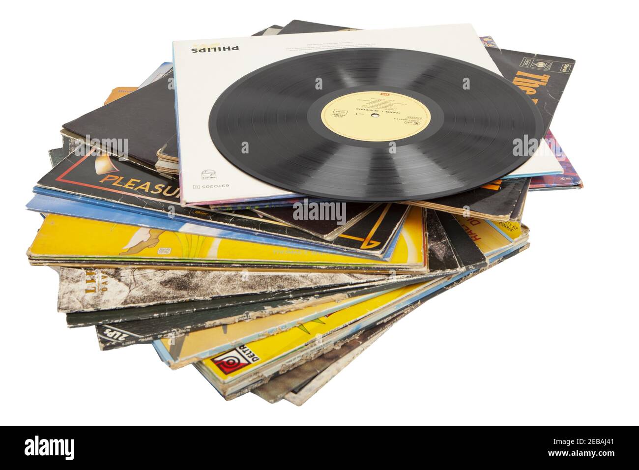 POZNAN, POLEN - 04. Feb 2021: Sammlung alter Vinyl-Schallplatten Stockfoto