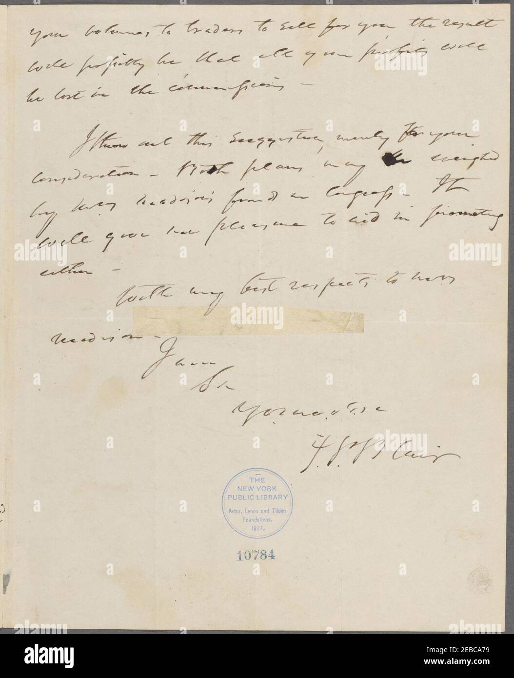 Brief von F.P. Blair an John C. Payne Stockfoto