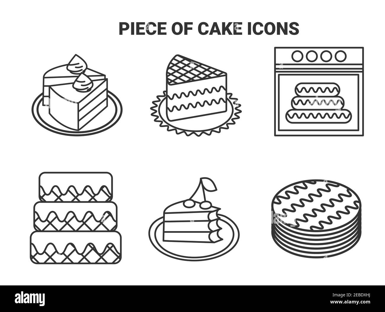 Stück Kuchen icones Set für webdesign Vektor eps,10 Stock Vektor