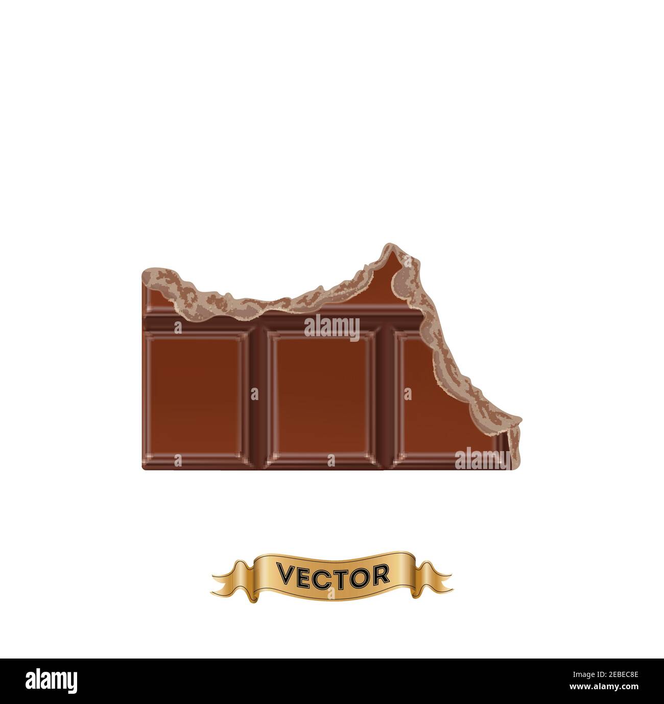 Schokolade gebissen Bars auf weißem Hintergrund, realistische Vektor-Illustration Nahaufnahme Stock Vektor