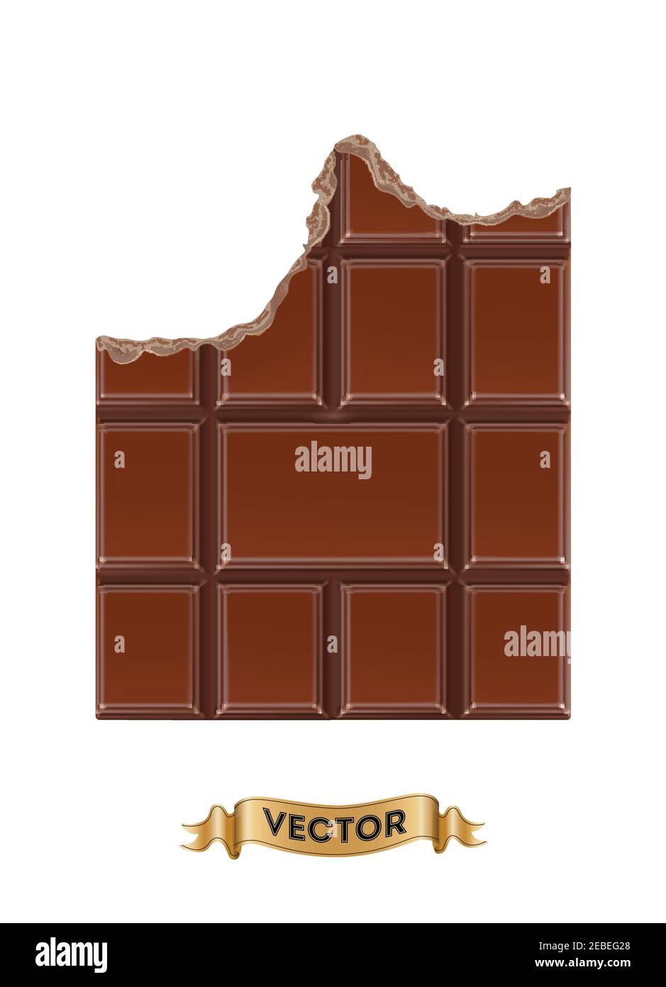 Schokolade gebissen Bars auf weißem Hintergrund, realistische Vektor-Illustration Nahaufnahme Stock Vektor