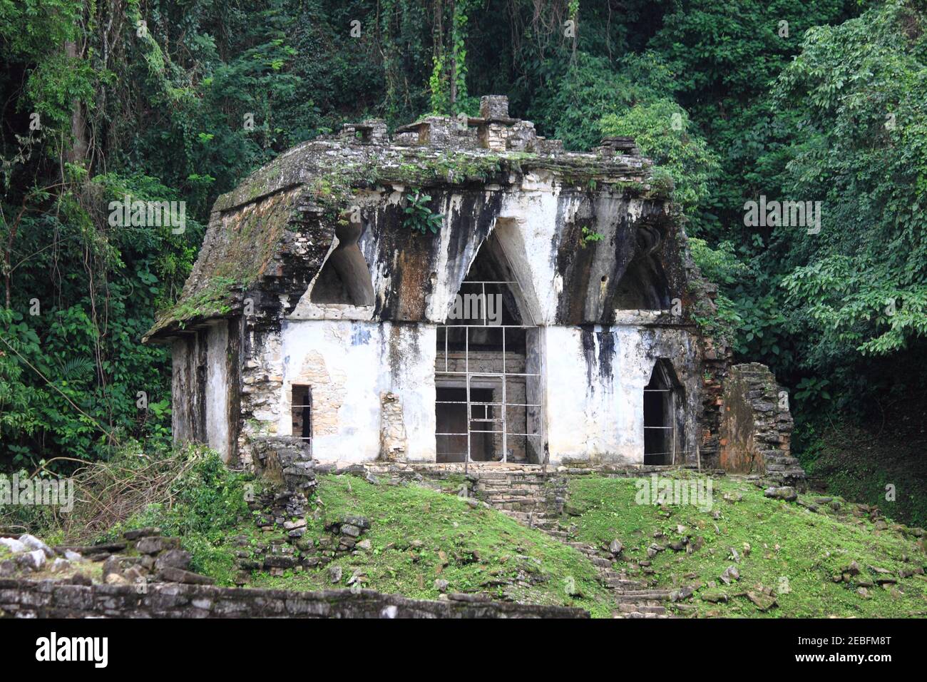 Tempel des Foliated Cross in Palenque. Chiapas, Mexiko Stockfoto