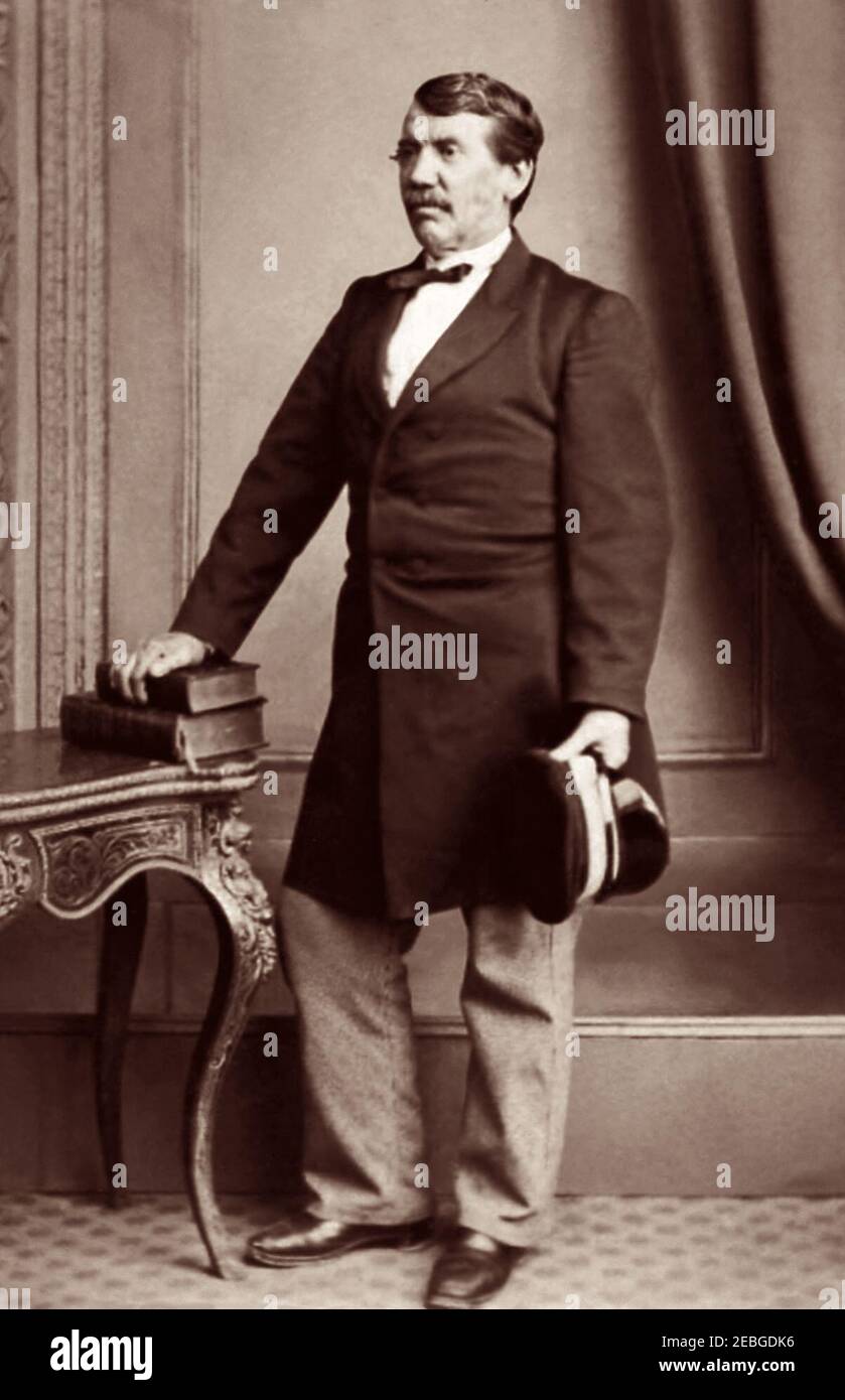 David Livingstone (1813–1873), schottischer Arzt, Kongregationalist, Pionier des christlichen Missionars bei der London Missionary Society, Forscher in Afrika und einer der beliebtesten britischen Helden des späten 19th. Jahrhunderts viktorianischen Ära. Stockfoto