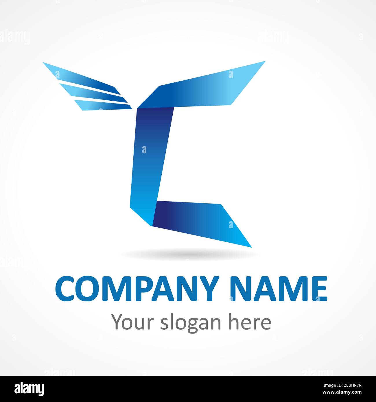 C-Vektor-Logo. Papier Buchstabe C Symbol mit Flügeln fliegt. Business Corporate, Finanzunternehmen oder Medien News Branding Zeichen. Fliege von Charakter C. Stock Vektor