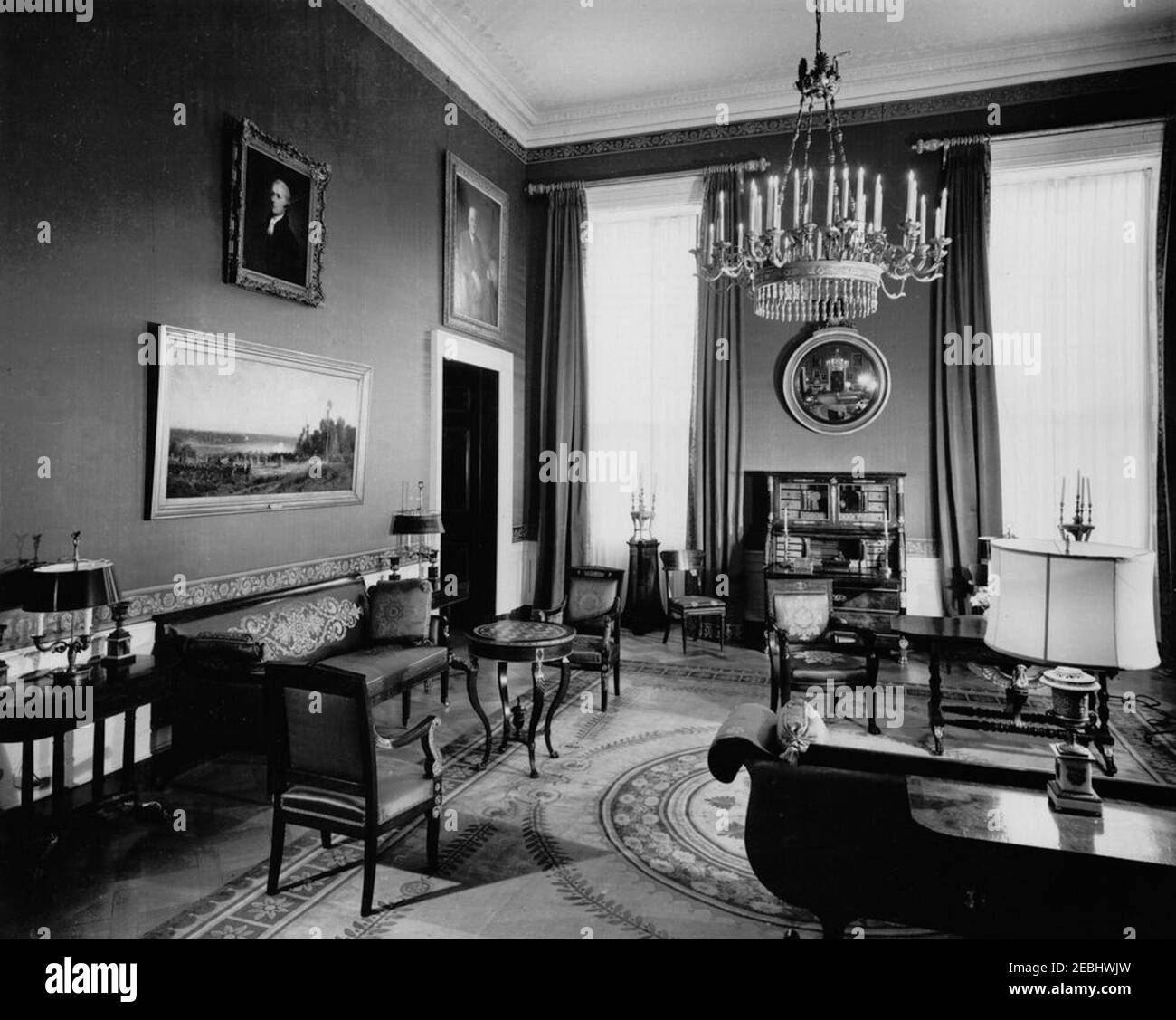 Weiße Haus Zimmer: Osten, Rot. Blick auf das Rote Zimmer. White House, Washington, D.C. Stockfoto