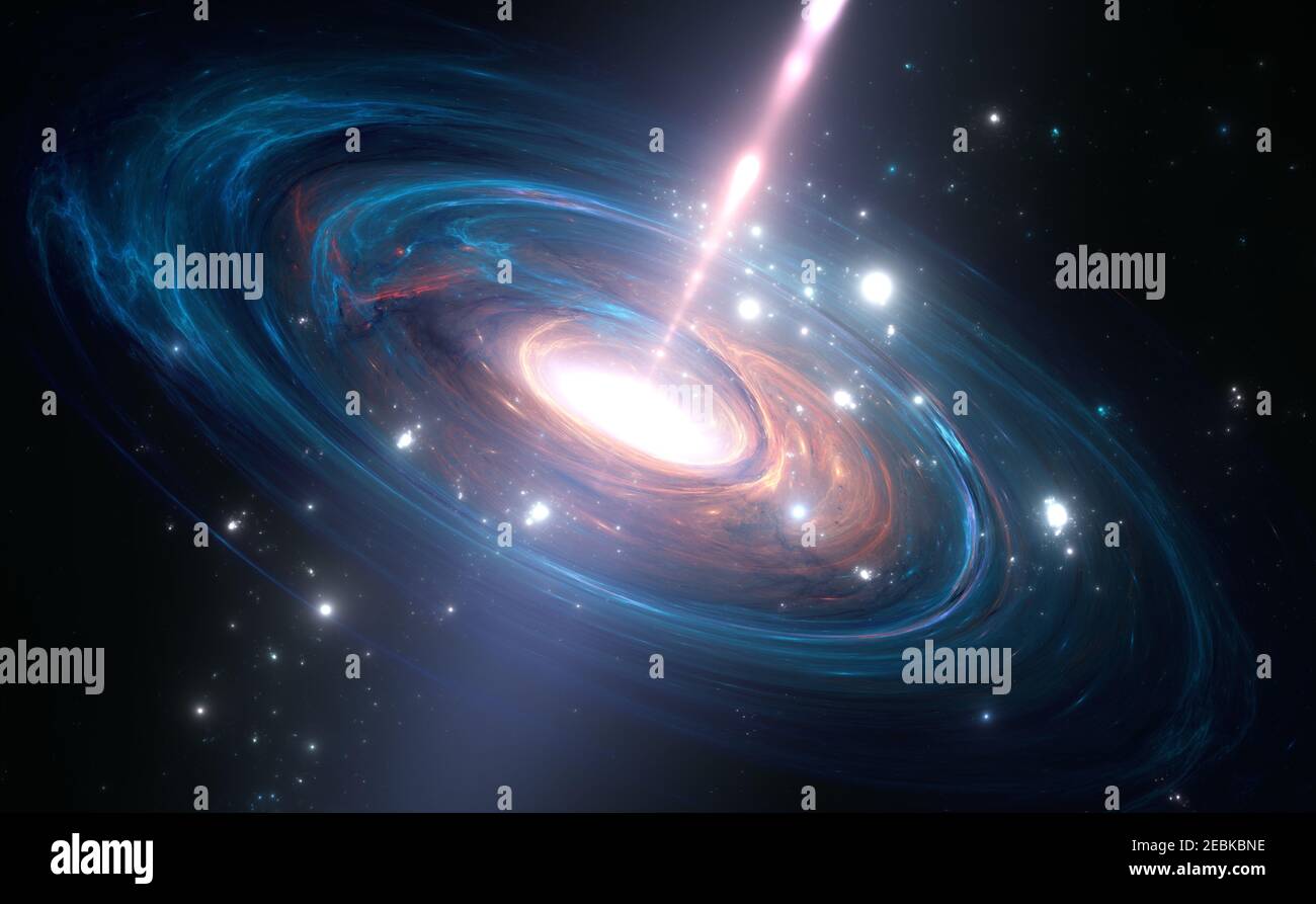 Weltraumobjekt mit extremer kosmischer Strahlung. 3D Abbildung Stockfoto