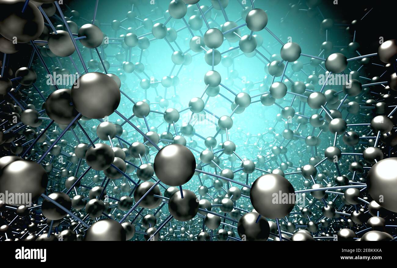 Chemische Struktur. Moleküle und chemische Bindungen. 3D Abbildung Stockfoto
