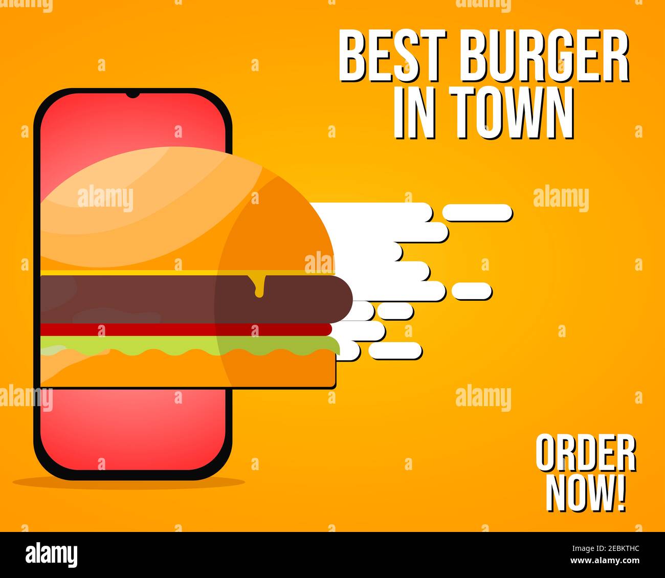 Abbildung eines Burger isoliert auf orangefarbenem Hintergrund Stockfoto