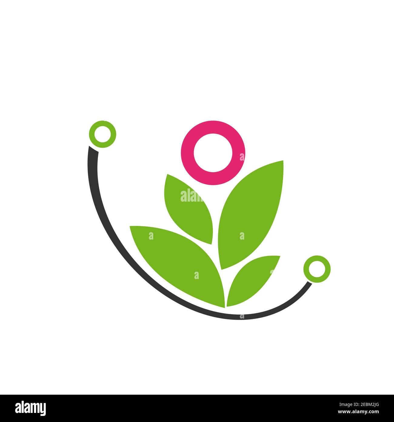 Technologie Design Symbol mit Blatt und Blume. Umweltfreundliche Technologie Symbol Design in flachem Stil. Vektorgrafik EPS,8 EPS,10 Stock Vektor