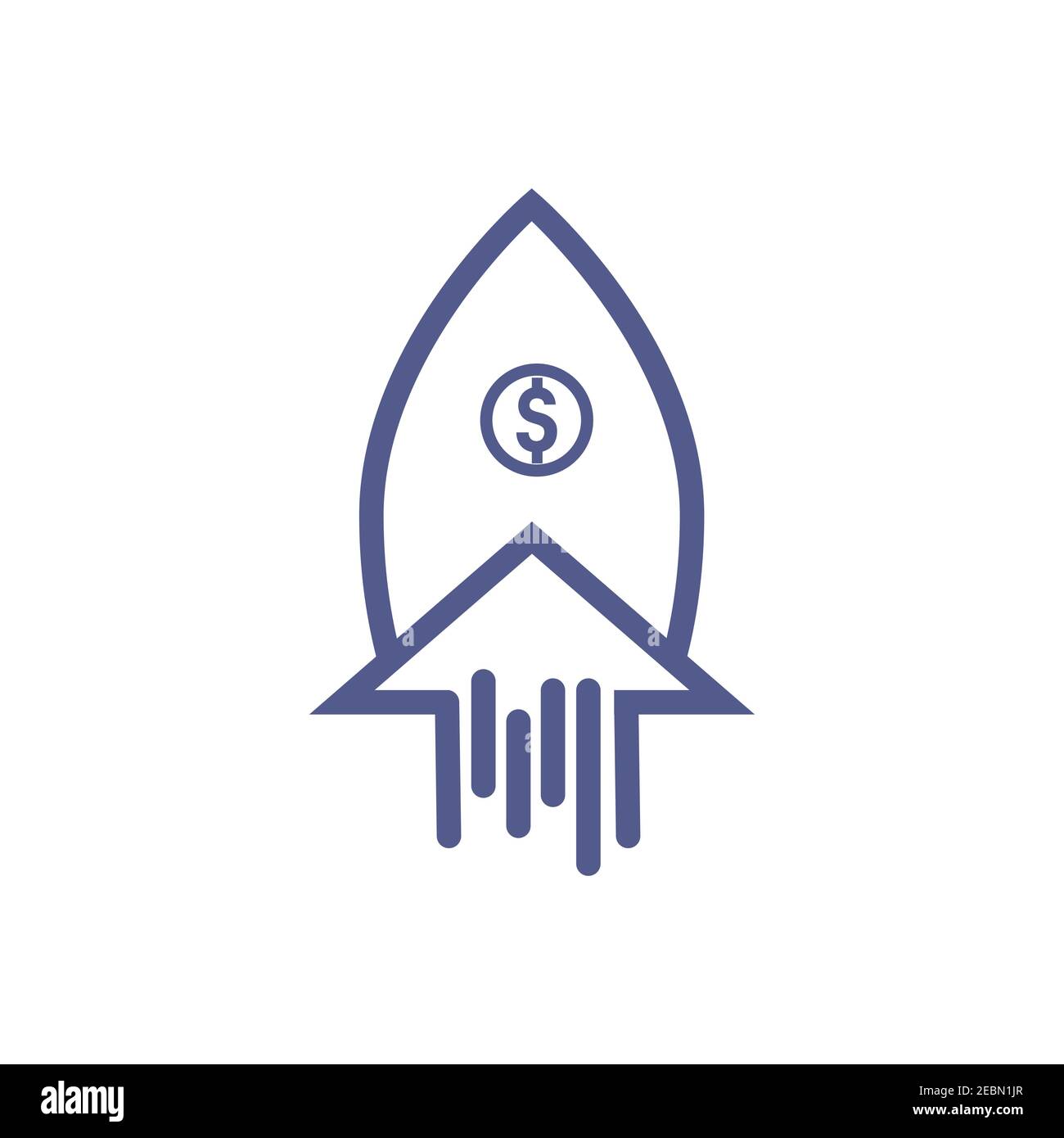 Rakete Symbol mit Dollar-Symbol isoliert auf weißem Hintergrund aus futuristischen Technologie-Sammlung. Vektorgrafik EPS,8 EPS,10 Stock Vektor