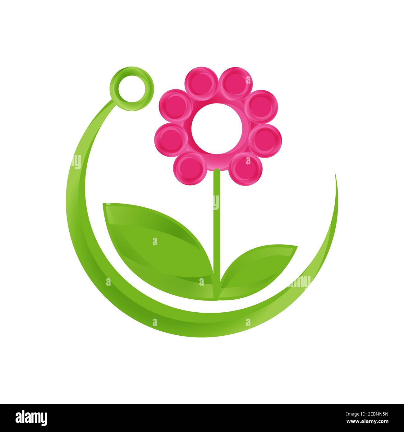 Technologie Design Symbol mit Blatt und Blume. Umweltfreundliche Technologie Symbol Design in flachem Stil. Vektorgrafik EPS,8 EPS,10 Stock Vektor