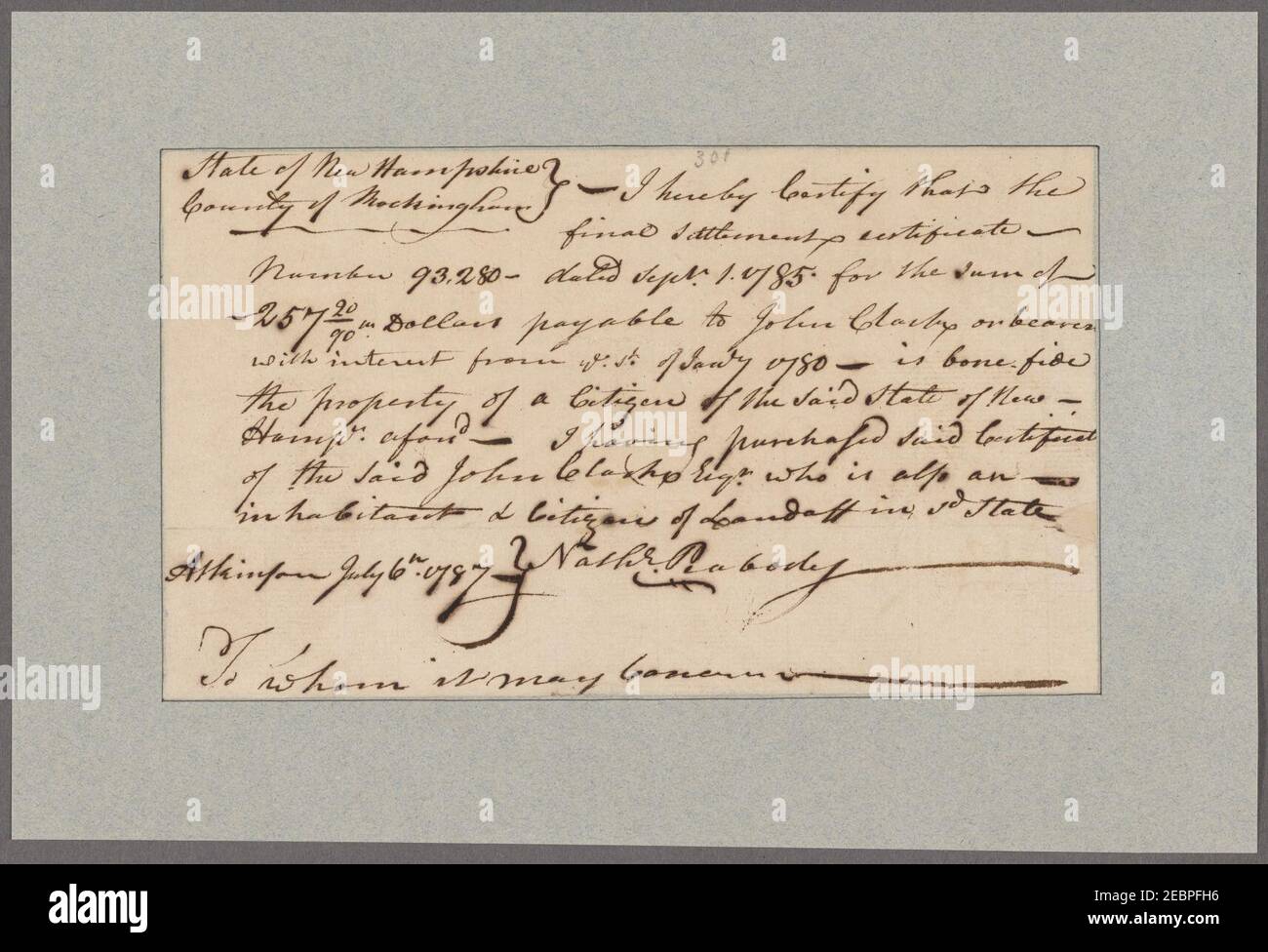 Peabody, Nathaniel. Rockingham County, New Hampshire Stockfoto