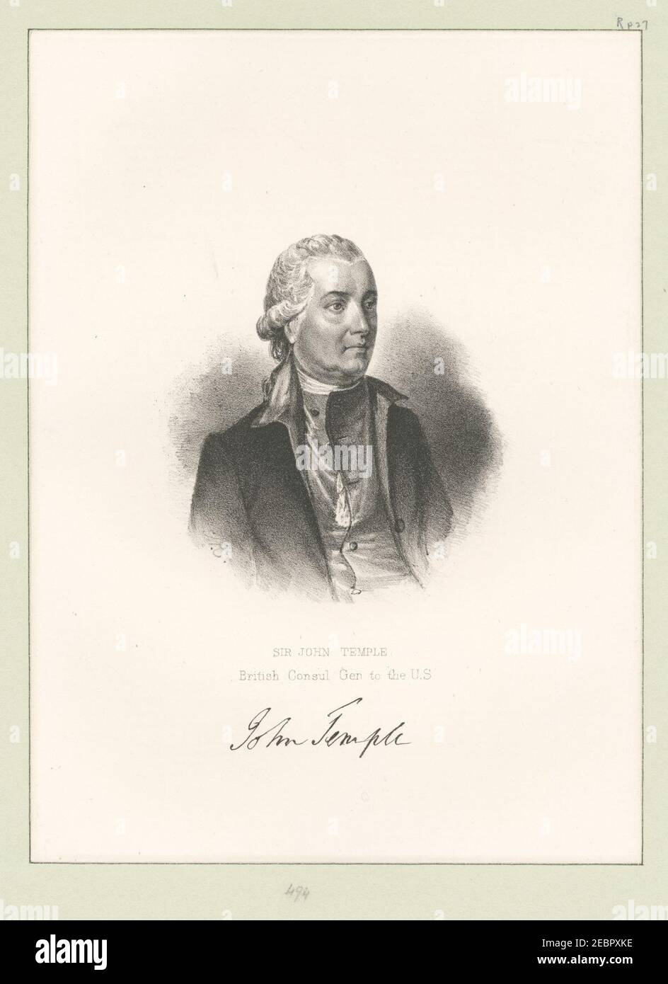 Sir John Temple, britischer Konsul General an die USA Stockfoto