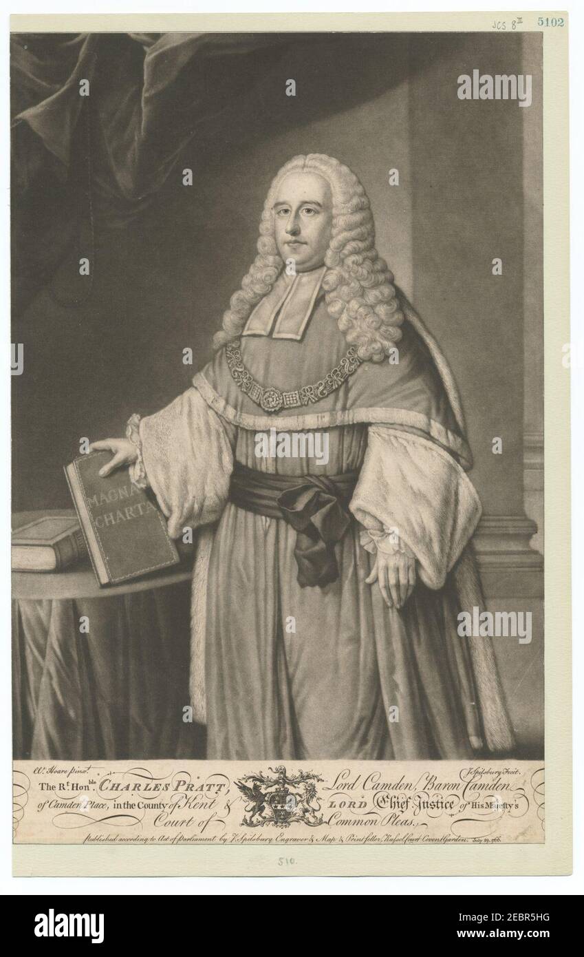 Die Rt. Honble. Charles Pratt, Lord Camden, Baron Camden (...) Stockfoto
