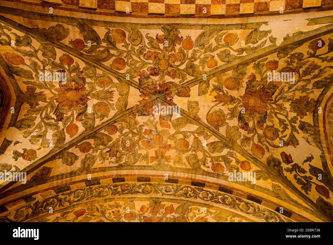 Gewölbte Decken mit Fresken im Palazzo della Ragione in bedeckt Padua Italien Stockfoto
