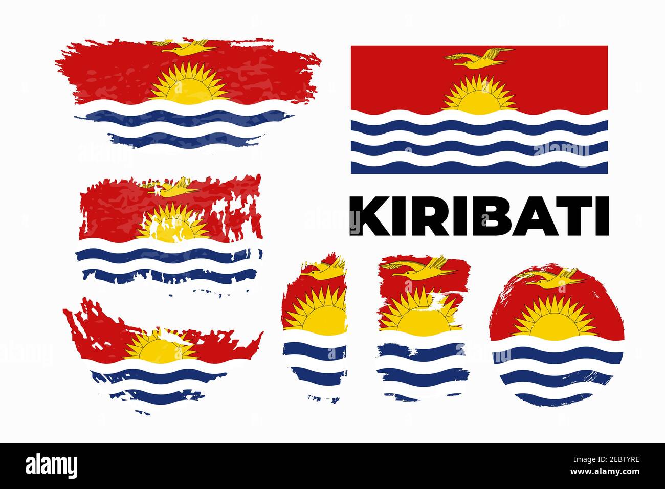 Pinsel gemalte Grunge Flagge von Kiribati Land. Unabhängigkeitstag von Kiribati. Stock Vektor