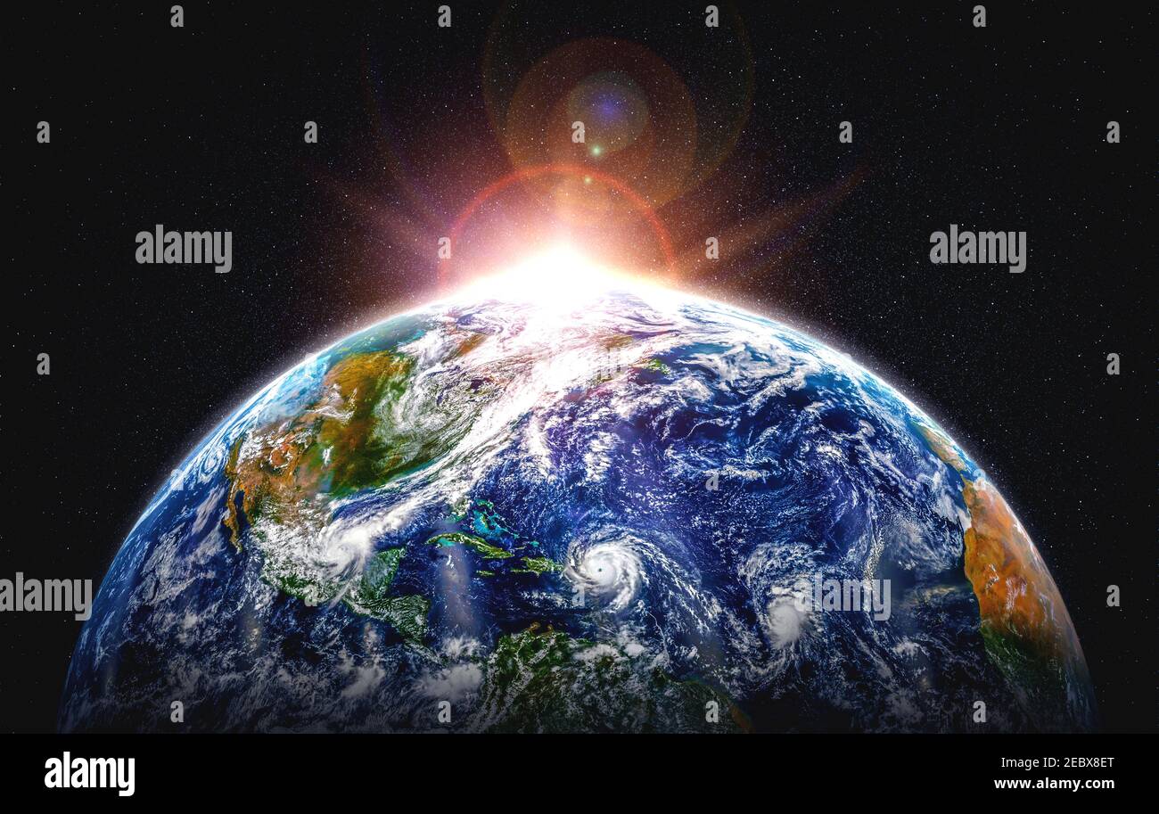 Planet Erde Globus Ansicht aus dem Weltraum zeigt realistische Erdoberfläche und Weltkarte wie im Weltraum Standpunkt. Elemente dieses Bildes eingerichtet von Stockfoto