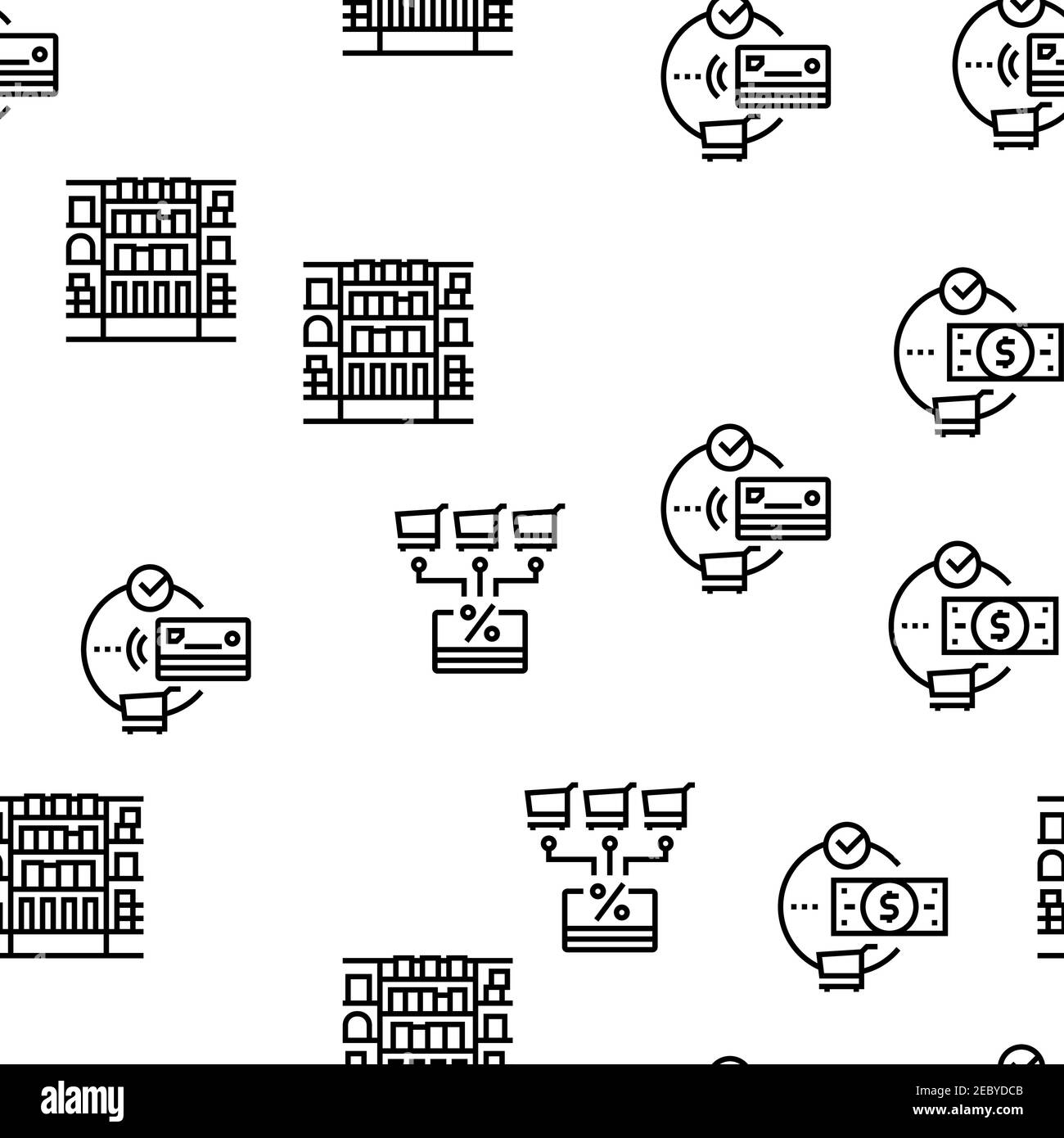 Käufe Und Shopping Vektor Nahtloses Muster Stock Vektor