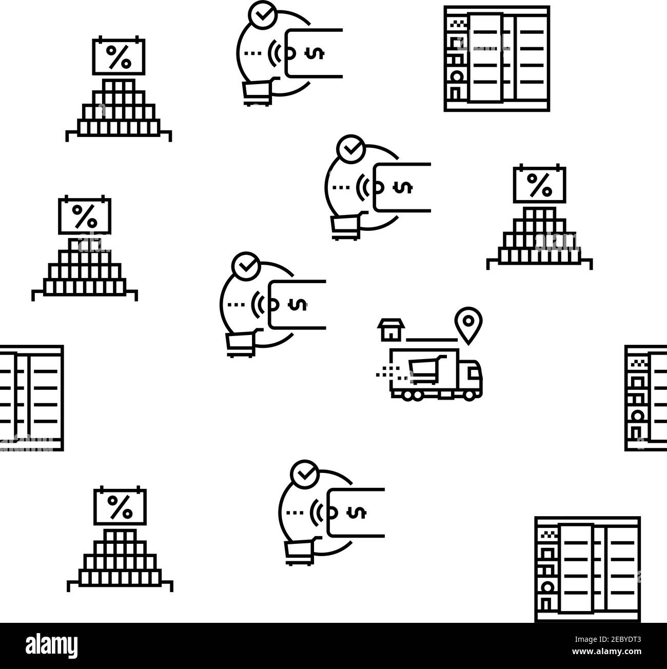 Käufe Und Shopping Vektor Nahtloses Muster Stock Vektor