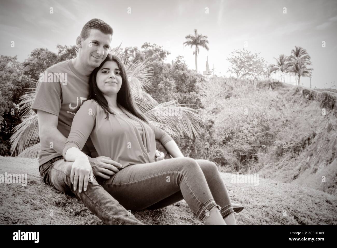 Verlobungsbilder eines kubanischen Paares Stockfoto