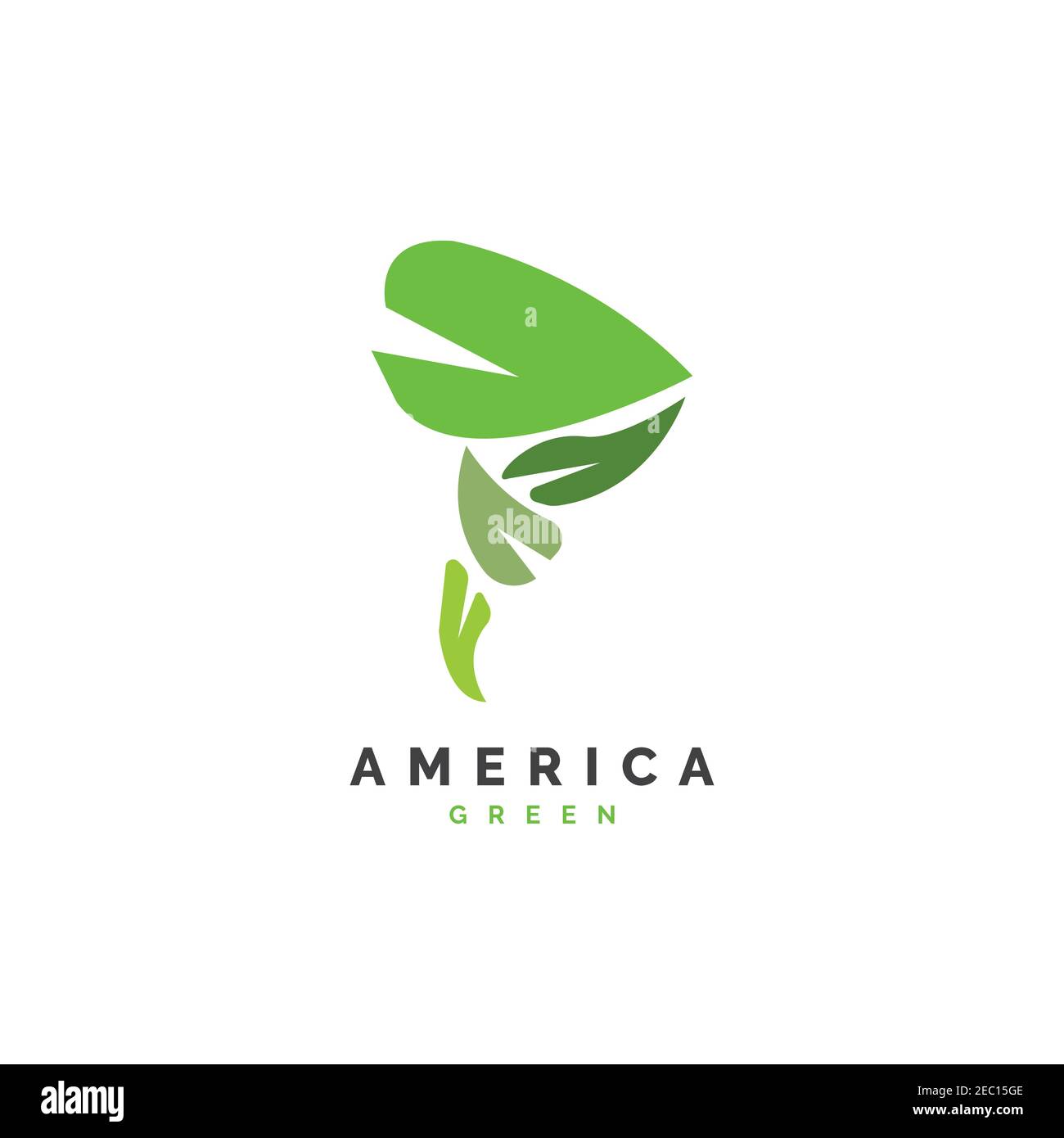 Amerika Karte mit Blatt Symbol Logo Design Illustration Vektor Vorlage Stock Vektor