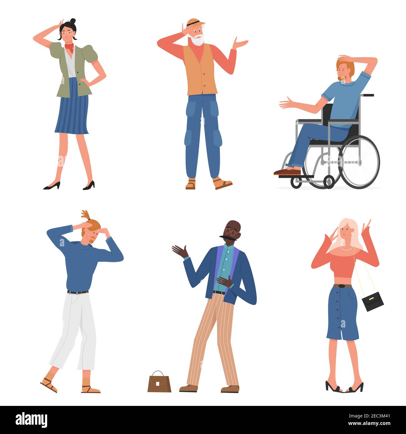 Traurige Menschen In Stress Und Frustration Vektor Illustration Set Cartoon Entmutigt Unglucklich Gestresst Erwachsene Charaktere Sammlung Mann Frau Zeigt Frustrierte Gesten Geistige Problem Isoliert Auf Weiss Stock Vektorgrafik Alamy