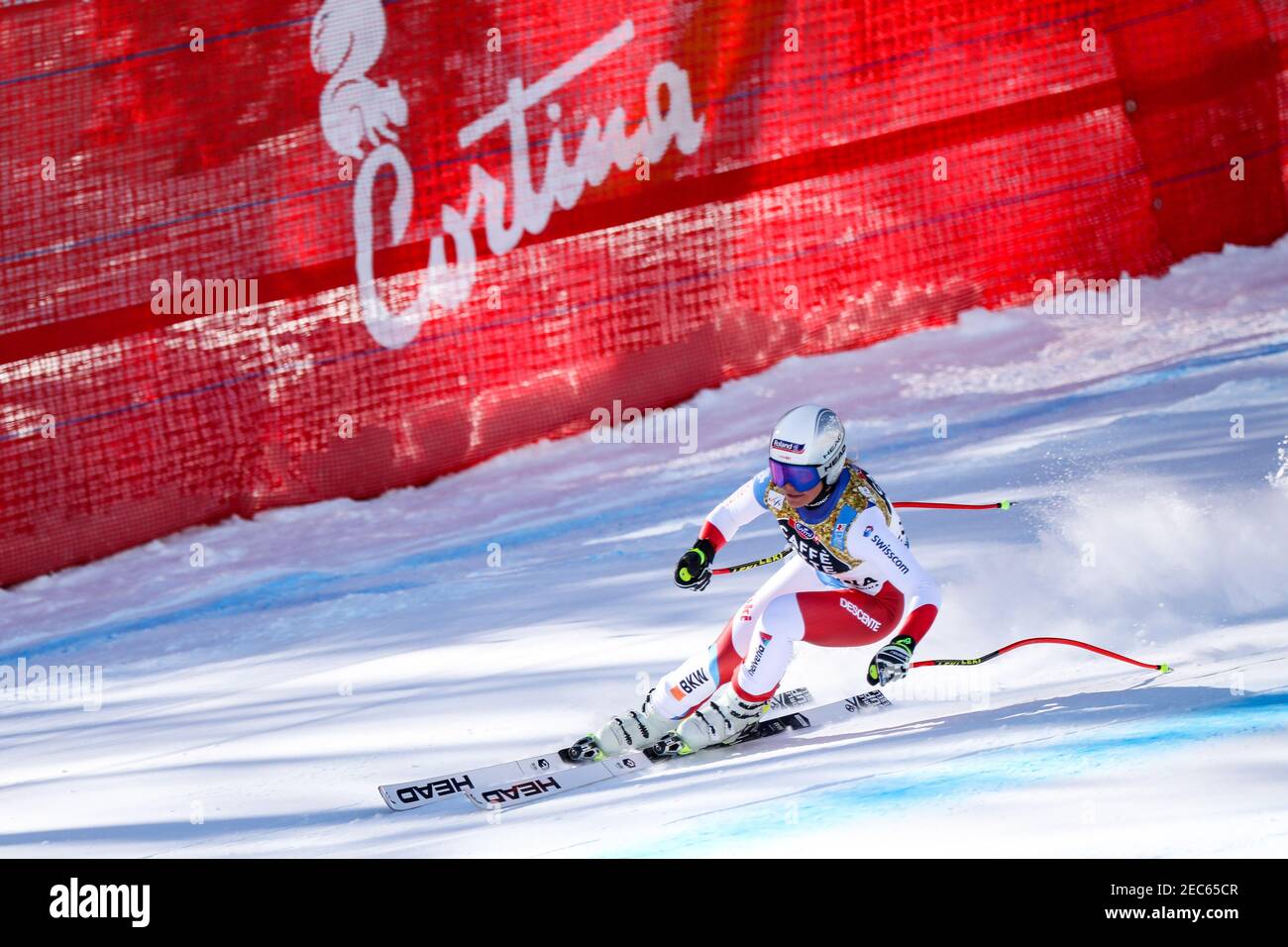 Cortina (BL, Italien. Februar 2021, 13th. Cortina (BL), Italien, Olympia delle Tofane, 13. Februar 2021, Corinne SUTER SUI während 2021 FIS Alpine Ski-Weltmeisterschaften - Abfahrt - Damen - alpines Skirennen Credit: Luca Tedeschi/LPS/ZUMA Wire/Alamy Live News Stockfoto