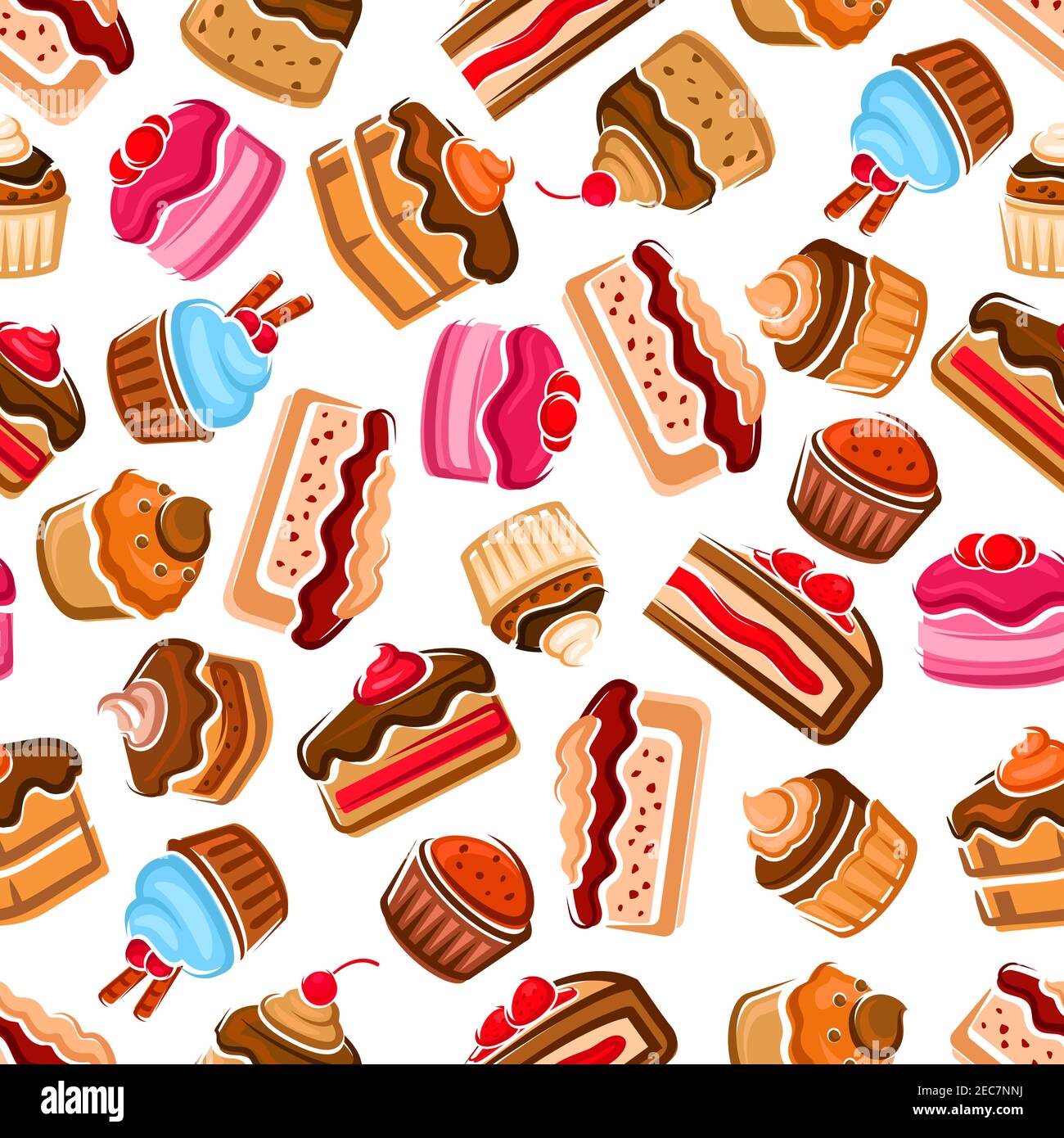 Desserts Und Sussigkeiten Nahtlose Hintergrund Tapete Mit Vektor Icons Von Patisserie Susswaren Schokolade Cupcakes Keks Kuchen Muffins Gepeitscht C Stock Vektorgrafik Alamy