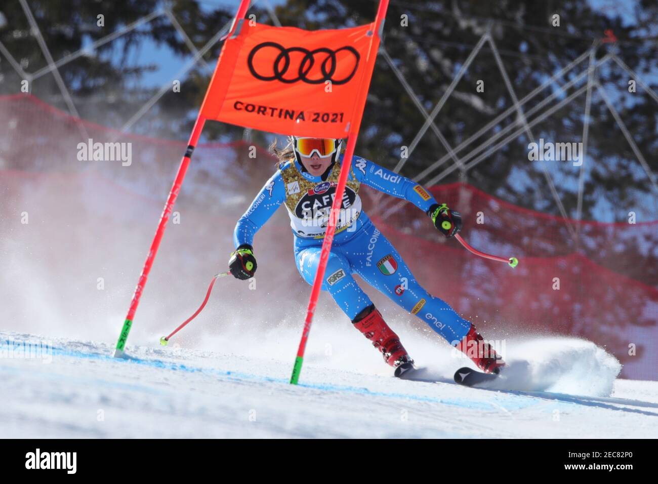 Cortina (BL, Italien. Februar 2021, 13th. Cortina (BL), Italien, Olympia delle Tofane, 13. Februar 2021, DELAGO Nadia (ITA) während 2021 FIS Alpine Ski Weltmeisterschaften - Abfahrt - Damen - Alpine Ski Rennen Credit: Sergio Bisi/LPS/ZUMA Wire/Alamy Live News Stockfoto