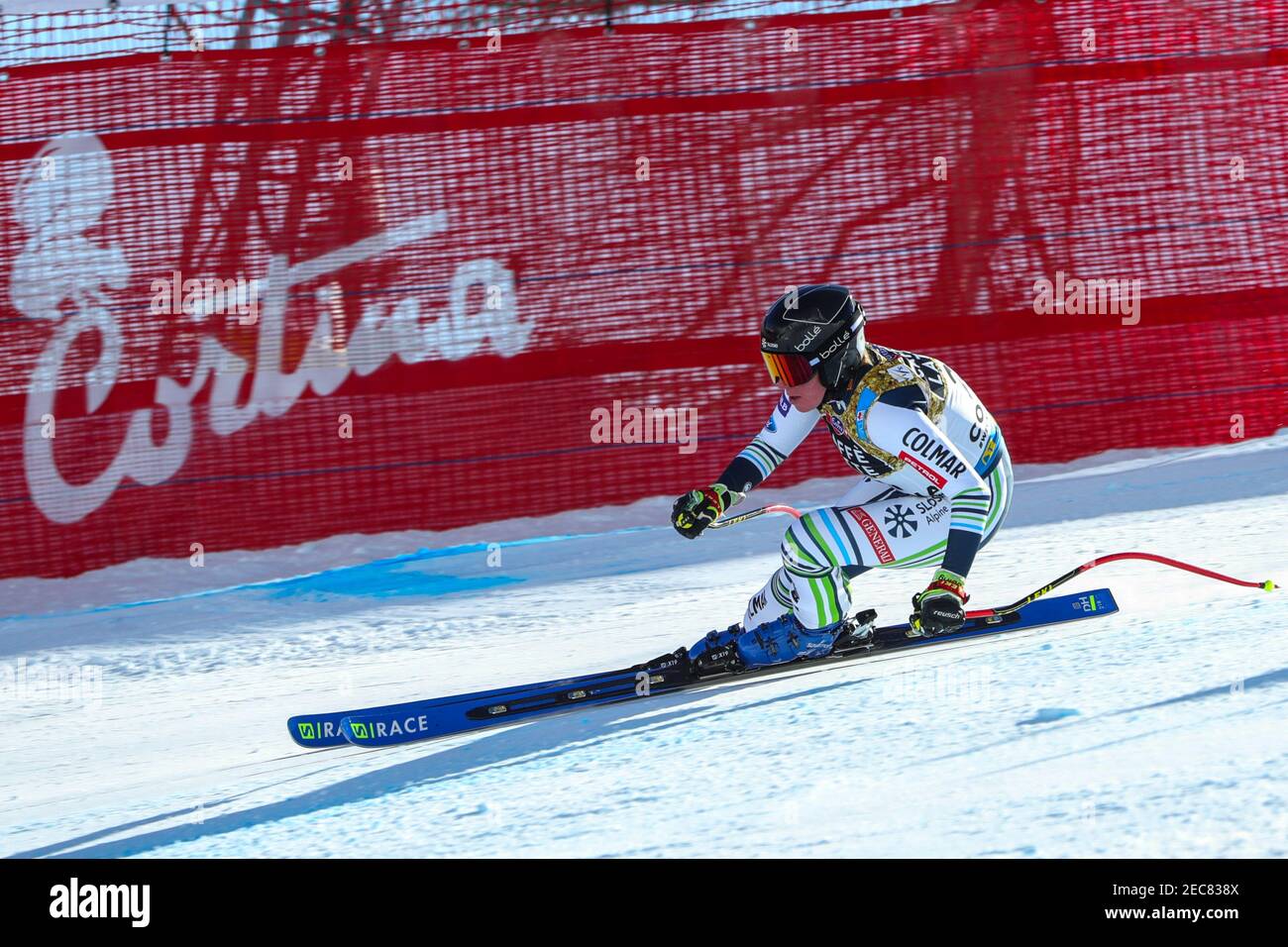Cortina (BL, Italien. Februar 2021, 13th. Cortina (BL), Italien, Olympia delle Tofane, 13. Februar 2021, FERK Marusa (SLO) während 2021 FIS Alpine Ski Weltmeisterschaften - Abfahrt - Damen - Alpine Ski Rennen Credit: Sergio Bisi/LPS/ZUMA Wire/Alamy Live News Stockfoto