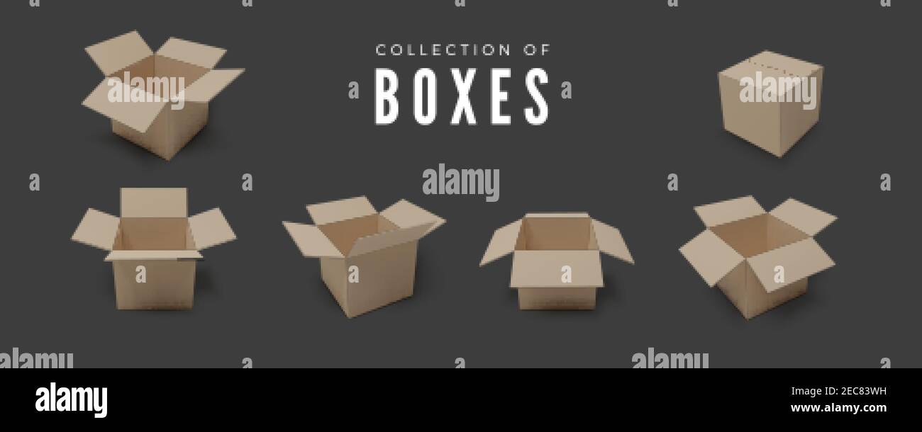 Set von Boxen. Realistische Farbsammlung des Pakets. Vektor Stock Vektor