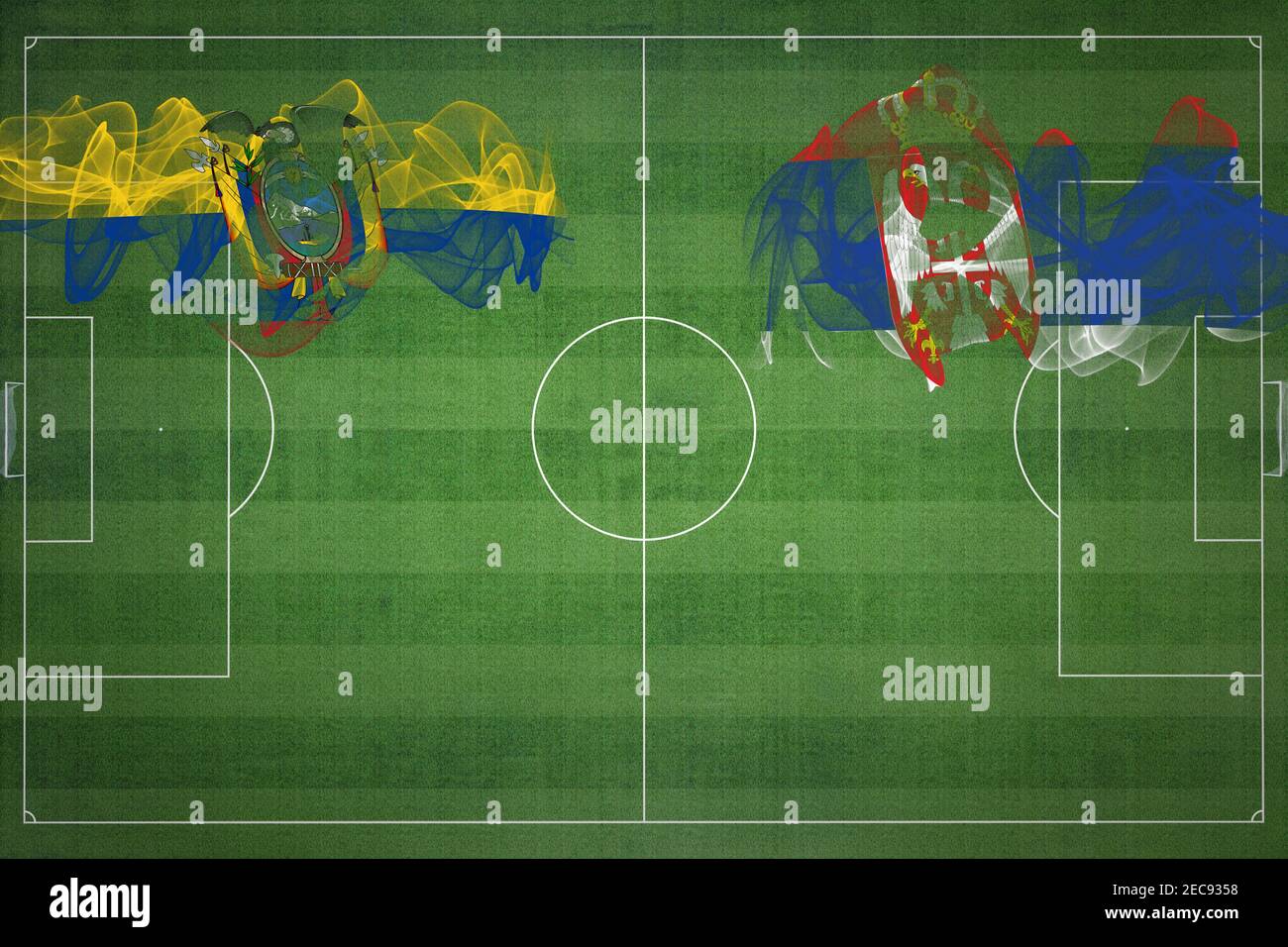 Ecuador Vs Serbien Fussballspiel Nationalfarben Nationalflaggen Fussballplatz Fussballspiel Wettbewerbskonzept Kopierraum Stockfotografie Alamy