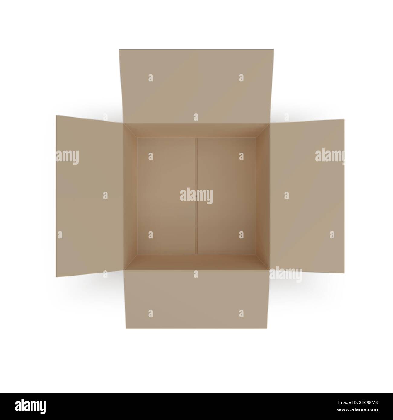 Offene Box Draufsicht. Papierpaket. Realistischer Karton. Vektorgrafik Stock Vektor