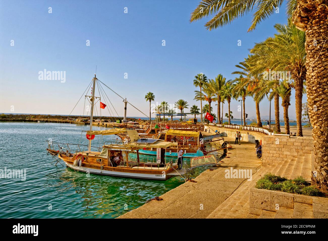Hafen an der Seite, in der Nähe von Manavgat, Provinz Antalya, Türkei. Stockfoto