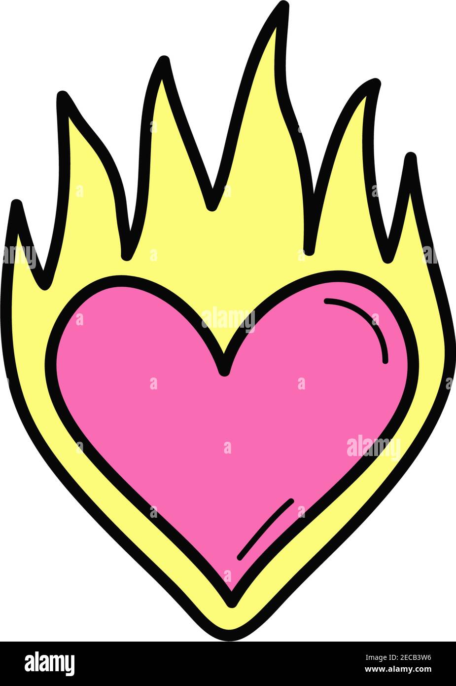 Vektorgrafik Herz In Flammen Symbol Doodle Hand Gezeichnet Skizzierten Cartoon Rosa Herz Auf Gelbem Feuer Isoliert Stock Vektorgrafik Alamy