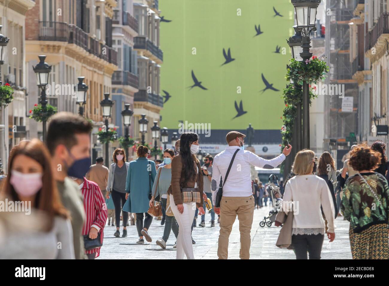 13. Februar 2021: 13. Februar 2021 (Malaga) Malaga öffnet wieder den Zeitplan für Geschäfte und Hotels bis 6 Uhr, aber mit Einschränkungen aufgrund der Krise des Covid 19 Quelle: Lorenzo Carnero/ZUMA Wire/Alamy Live News Stockfoto