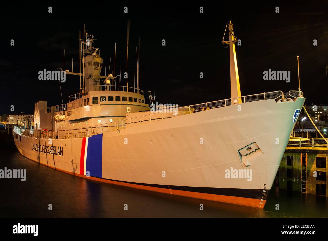 Reykjavik Island - Oktober 31. 2013: Ehemaliges isländisches Küstenwachschiff Odinn im Hafen Stockfoto