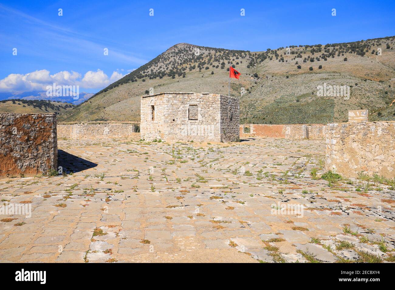 Auf dem Dach Festung Burg von Ali Pasha Tepelena an Porto Palermo in Albanien Stockfoto