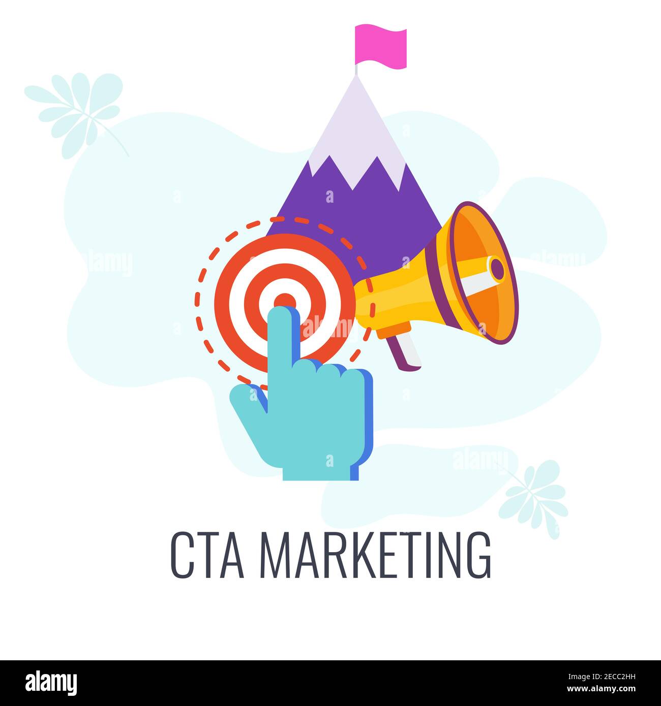 Call-to-Action, CTA Marketing Icon. Zielgerichtete Maßnahmen. Stock Vektor