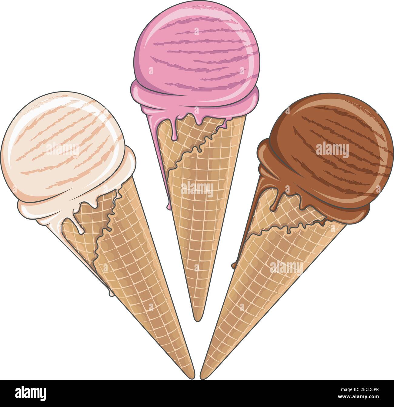 Set von leckeren Eis Farbe. Vektorgrafik. Isolierte Objekte auf weißem Hintergrund. Stock Vektor