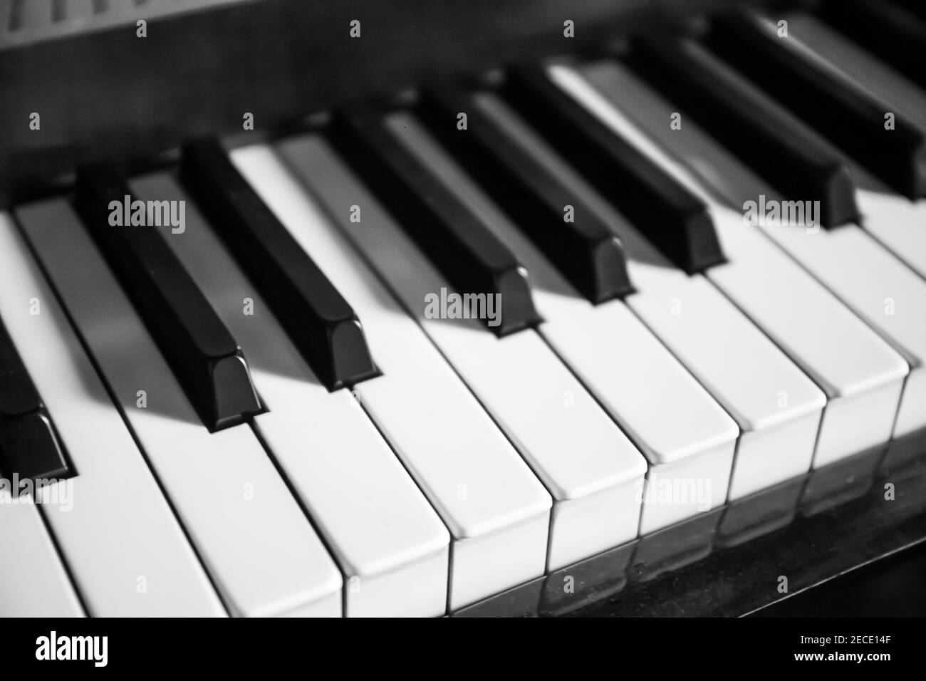 Klaviertastatur in Schwarzweiß Stockfoto