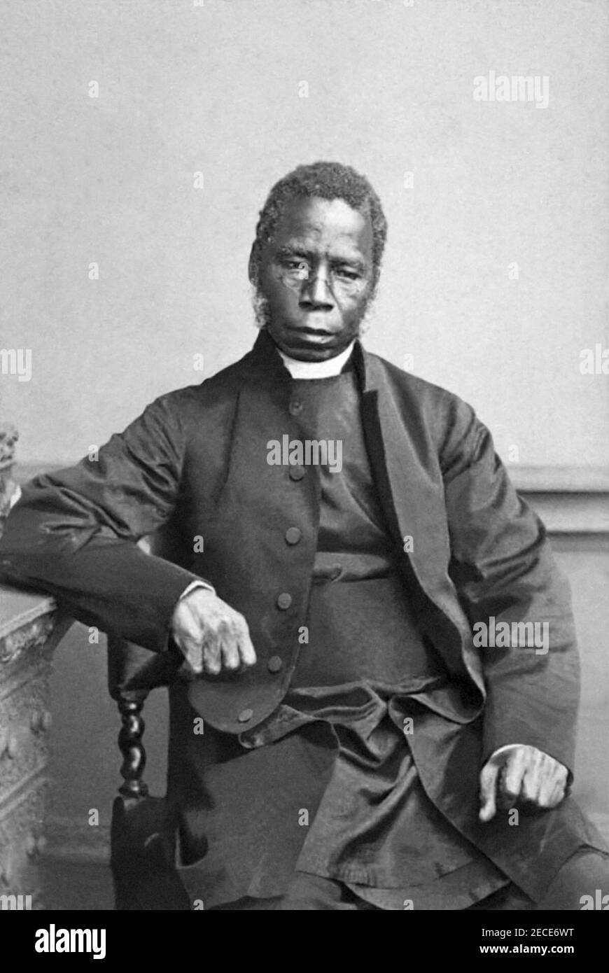 Samuel Ajayi Crowther (c1809–1891), ehemaliger Sklave, der der erste schwarze anglikanische Bischof wurde. Crowther wurde von der Church Missionary Society ordiniert und 1864 zum Bischof des Niger Territoriums in Afrika geweiht. Ein Linguist, mit einem Ehrendoktor der Göttlichkeit von der Universität Oxford, Crowther arbeitete an Bibelübersetzung in mehr als eine afrikanische Sprache. Stockfoto