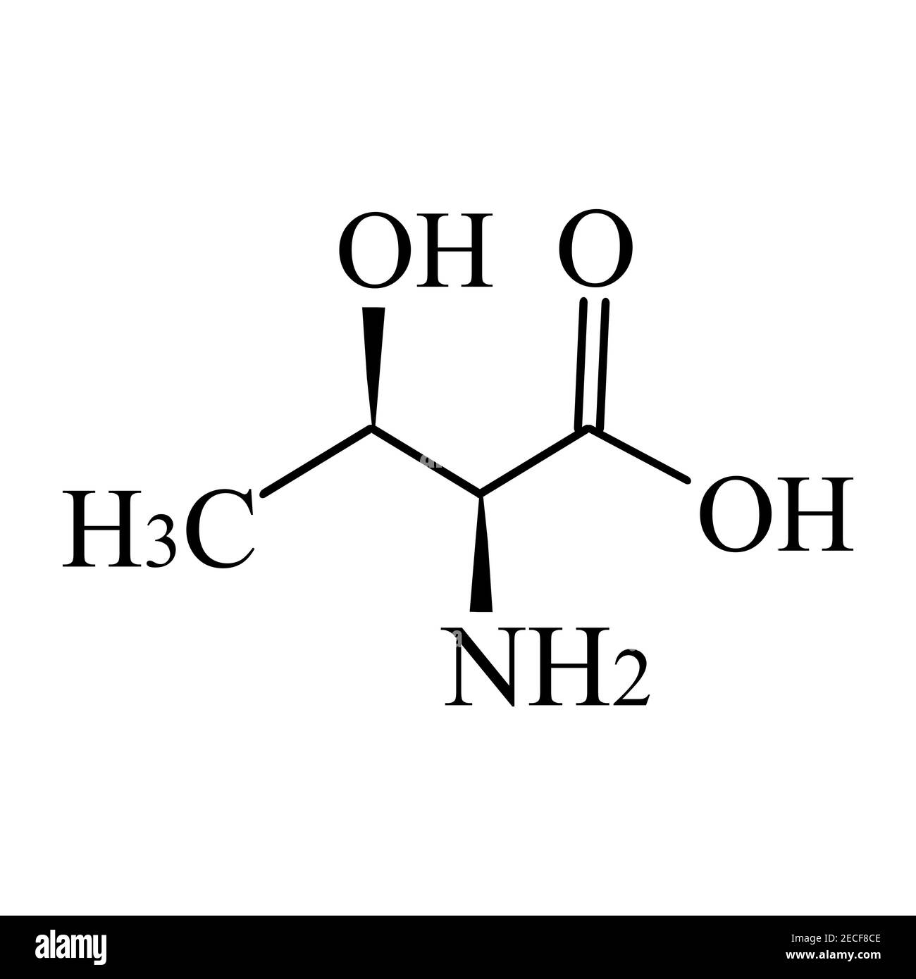 Threonin ist eine Aminosäure. Chemische Molekülformel der Threonin-Aminosäure. Vektorgrafik auf isoliertem Hintergrund Stock Vektor