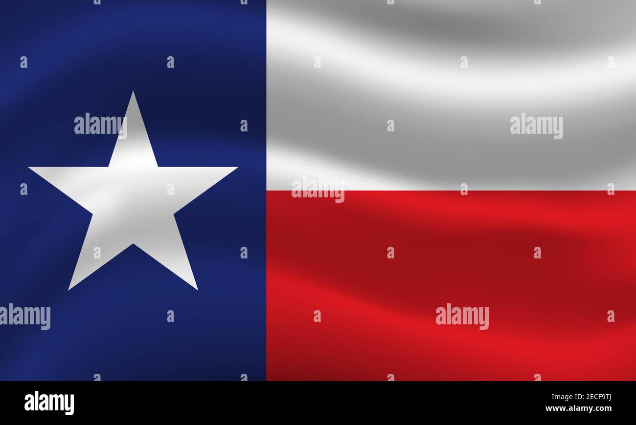 Vektor-Illustration der winkenden texanischen Flagge. Vorlage für Banner oder Poster. Stock Vektor