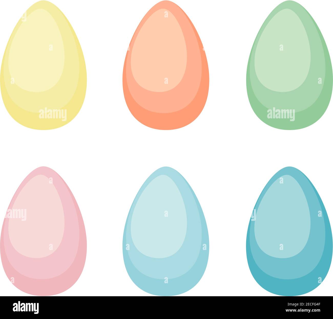 Frohe Ostern. Set von Ostereiern mit verschiedenen Farben auf weißem Hintergrund. Frühlingsurlaub. Vektorgrafik. Frohe ostern Eier Sammlung Stock Vektor