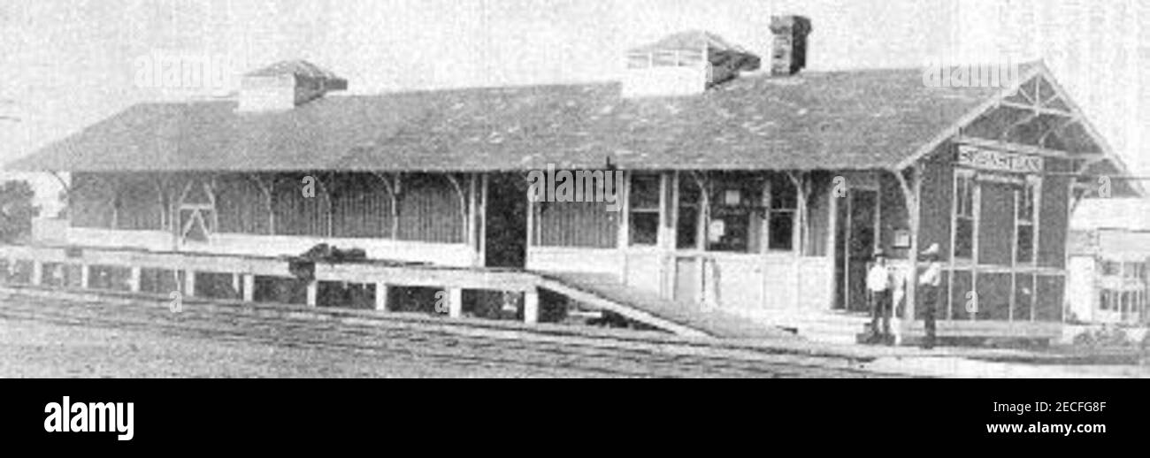 Das Florida East Coast Railway Depot in Sebastian. Stockfoto
